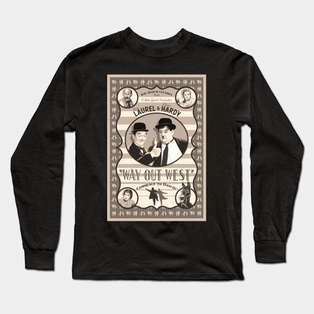 Laurel & Hardy - Way Out West (Sepia) Long Sleeve T-Shirt by PlaidDesign